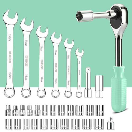 Image of DEKOPRO Tool Set: 228 Piece Home Tool Kit, Household Basic Repair Tool Set Comes with Storage ToolBox, Socket Wrench Set for Car, Hand Tool Box Set for Home - Turquoise