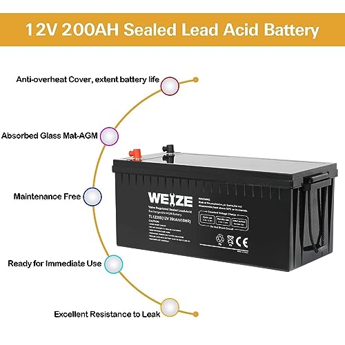 Weize BAB-0058-W Agm Group Size 4D Battery, 12 Volt 200Ah Deep Cycle Battery Perfect For Rv thumb #4