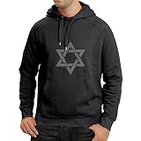 lepni.me Sweatshirt à Capuche Manches Longues Etoile de David - Bouclier du Magen David - Symbole Juif (XL Noir Argent)
