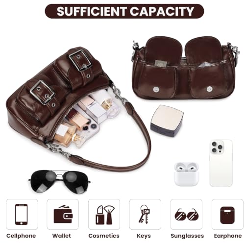 Image of Shoulder Bag for Women Y2k Purse Leather Hobo Tote Handbag Trendy Going Out Purse Crossbody Everyday Purse