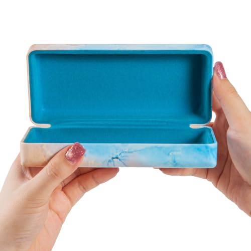Image of TRIUMPH VISION Sunglasses Case Hard Shell Glasses Case Eyewear Eyeglasses | Sunglass Eyeglass Hard Case for Women and Men Metal PU Leather Lined Storage with Microfiber Cleaning Cloth Protection