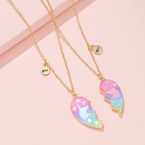 DOYYCA Best Friend Necklace Unicorn Mermaid Gifts Magnetic Matching Friendship Necklace for 2 Girls BFF Sister4