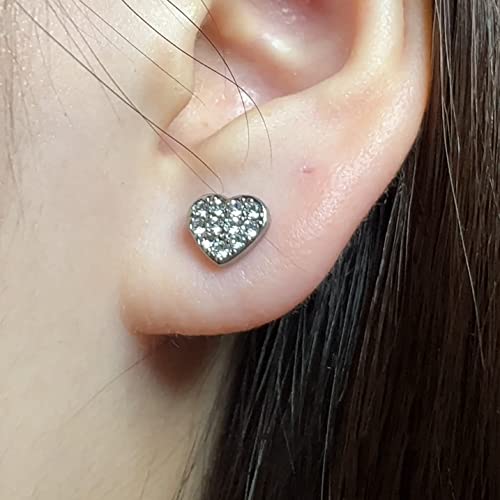 Limerencia G23 Pure Titanium Hypoallergenic Earrings, F136 Implant Grade Titanium Studs Suitable for Sensitive Ears Delicate Jewelry (CZ Cluster Heart, Silve)3