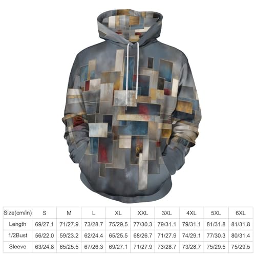Sweat à capuche gris imprimé 3D géométrique unisexe grande taille - 5