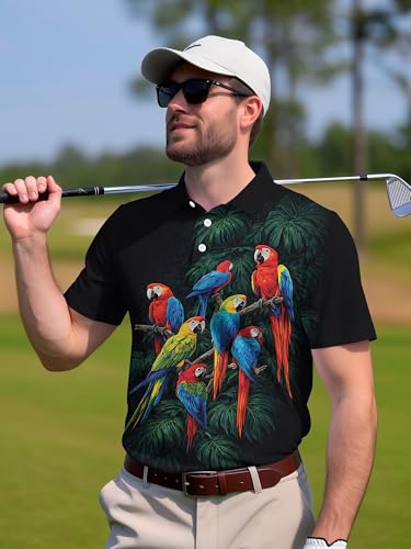 Image of PAGYMO Funny Golf Shirts for Men Crazy Printed Pattern Novelty Moisture Wicking Performance Mens Polo Shirt