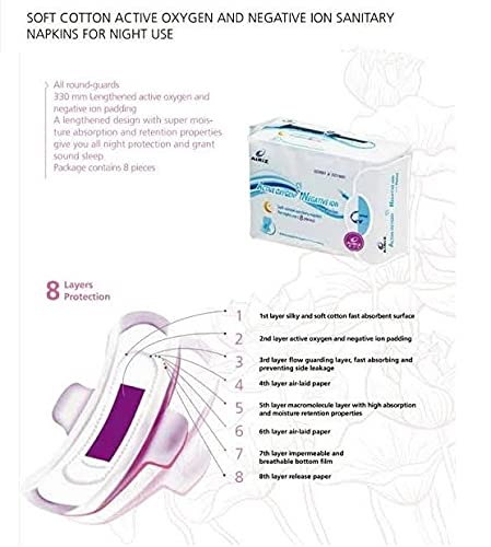 Image of Airiz Soft-Cotton Sanitary Pads With Wings For Night Use :: 280mm Long :: 8 pads in 1 pack