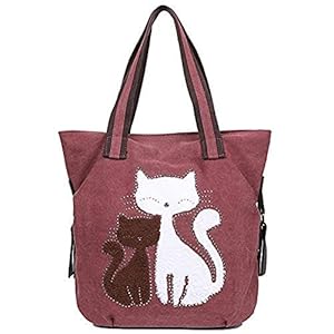 EGOGO Dames Canvas Schoudertas Canvas Tote Bag Schattige Katten Canvas Boodschappentas Handtas E523-4