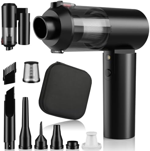 Car Vacuum Portable Cordless,90°Foldable 4in1 Vac V2 Handheld Vacuums Cleaner Brushless Motor High Power 17000PA Compressed Air Dusters Cordless Vacuum Cleaners for Car Home Office Pet