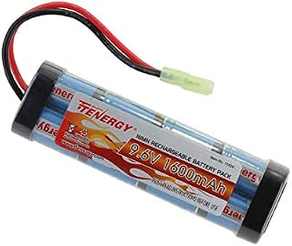 Tenergy 9.6V Airsoft Battery High Capacity 1600mAh NiMH Flat Battery Pack with Mini
