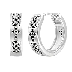 Celtic Cross Earrings -Silver Black
