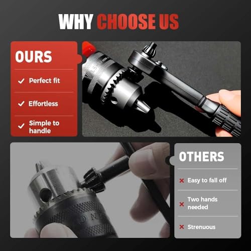 Image of 2-in-1 Ratchet Drill Chuck Key Wrench - Universal Chuck Key Replacement Tool for Drill, Compatible with Most Electric Drills and Power Tools