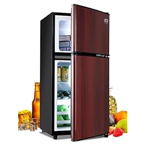KRIB BLING Compact Refrigerator 2 Door Mini Fridge with Freezer, 3.5 CU FT Mini Refrigerator with Removable Glass…