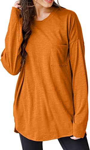 Wihion Women Oversized Long Sleeve T-Shirts Cotton Casual Crewneck