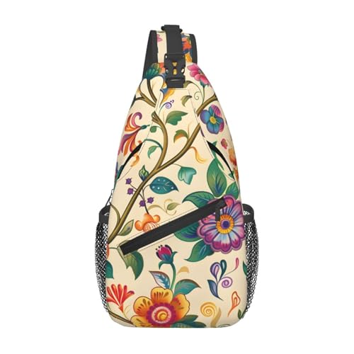 Mochila bandolera Artistic Style Flowers para mujer y hombre miniatura 1