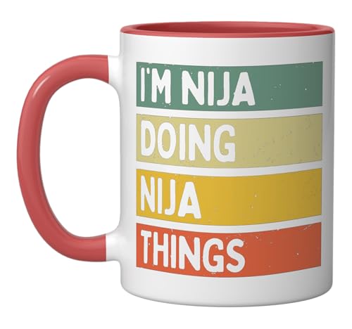 I'm Nija Doing Nija Things Funny Personalized Quote Ceramic Mug, Red/White