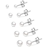 UHIBROS Hypoallergenic Studs Earrings 316L Surgical Stainless Steel Shell Pearl Round Ball Earring 5...
