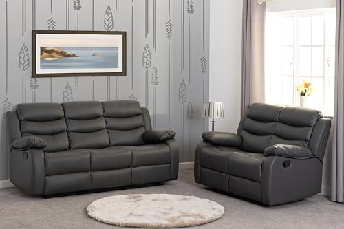 Seconique Roma 3+2 Recliner Suite in Grey Faux Leather