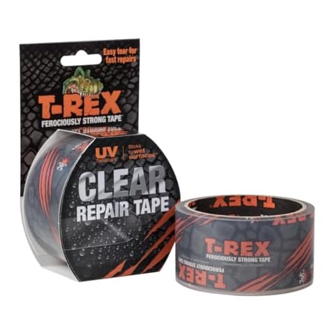 T-REX Ferociously Strong Repair Tape, Sticks to Wet Surfaces, All Weather and UV Resistant, 1.88" x 9 Yards, Clear, 1-Roll (241535) Cover