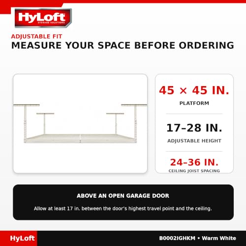 Image of HyLoft Overhead adjustable Garage Storage Rack,Heavy Duty Steel Garage Storage System, 45-Inch x 45-Inch, White