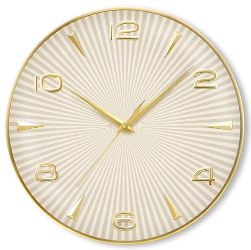 Atlanta Moderne Funkwanduhr Elegantes Design Gold 40 cm Rund Analog 4534