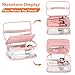 HAOGUAGUA Clear Makeup Cosmetic Bag with Brush Compartment, Portable Waterproof Travel Transparent Toiletry Bags for Traveling Storage Organizer (PINK)