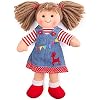 Bigjigs Toys Hattie Rag Doll Small - My First Doll, Quality Soft Dolls, Soft Toys for Girls & Boys, Ragdoll Suitable from Birth, Removable Doll Clothes for Swapping Outfits, Size 25cm
