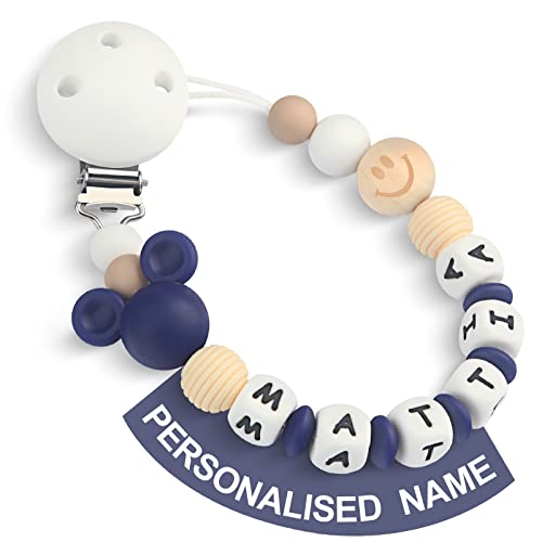 Yolnkos Clip Ciuccio con Nome Personalizzata Catenella Portaciuccio Mickey Mickey