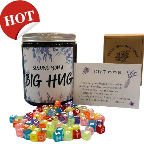 ACECARE Lavender Soy Candle 7oz 100% Natural Soy Wax 40H Burn Time includes 100PCS DIY Letter Beads Mother's Day Birthday Valentine's Day Gift for Women