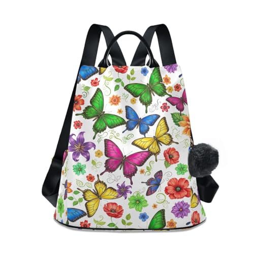 Sac à dos coloré pour femme, grand sac fleuri avec fermeture dorsale zippée