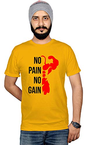 Image of Workshop Graphic Printed T-Shirt for Men & Women | Motivational Quote T-Shirts No Pain No Gain | Hindi Slogan Gym Yoga Tshirts | Round Neck Tees | 100% Cotton T Shirts | Half Sleeve Tshirt