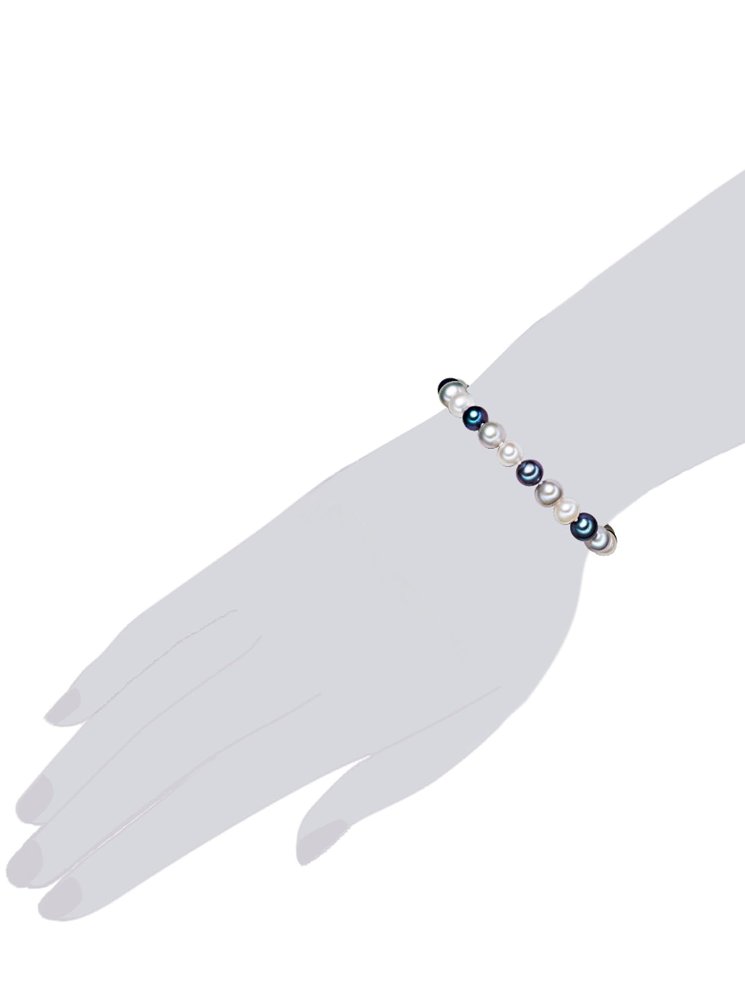 Valero Pearls Damen Perlenarmband mit Hochwertigen Süßwasser-Zuchtperlen | Perlengröße 7-8 mm,Potato-Form,weiß,silber,blau,925/- Sterling Silber,Armband,einzeln geknotet,Perlseide,Multicolor