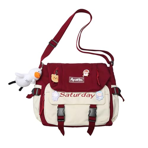 Extolove Linda bolsa mensageiro, bolsas transversais femininas kawaii, bolsas carteiro, C, vermelho, Medium