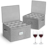 Cirhy Wine Glass Storage Box Hard Shell, 10'' Tall Stemware Storage Containers for Moving, Holds 24 Crystal...
