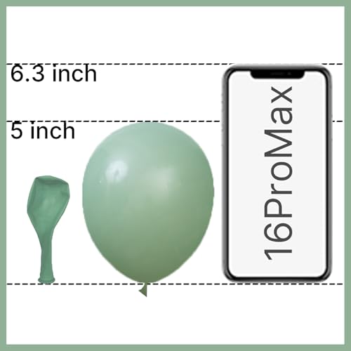 Image of PartyWoo Dusty Green Balloons 50 pcs 5 Inch Small Mini Matte Sage Olive Boho Green Eucalyptus Latex Balloons for Wedding Baby Shower Gender Reveal Birthday Graduation Party Decorations Green-F03