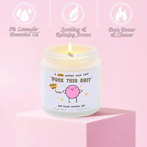 Funny Gifts For Women Lavender Scented Candles, Wise Women, Naturial Soy Wax Aromatherapy Candle Jar Bow Gift Box, Funny Gifts For One Get A New Job 4Oz #TOP2