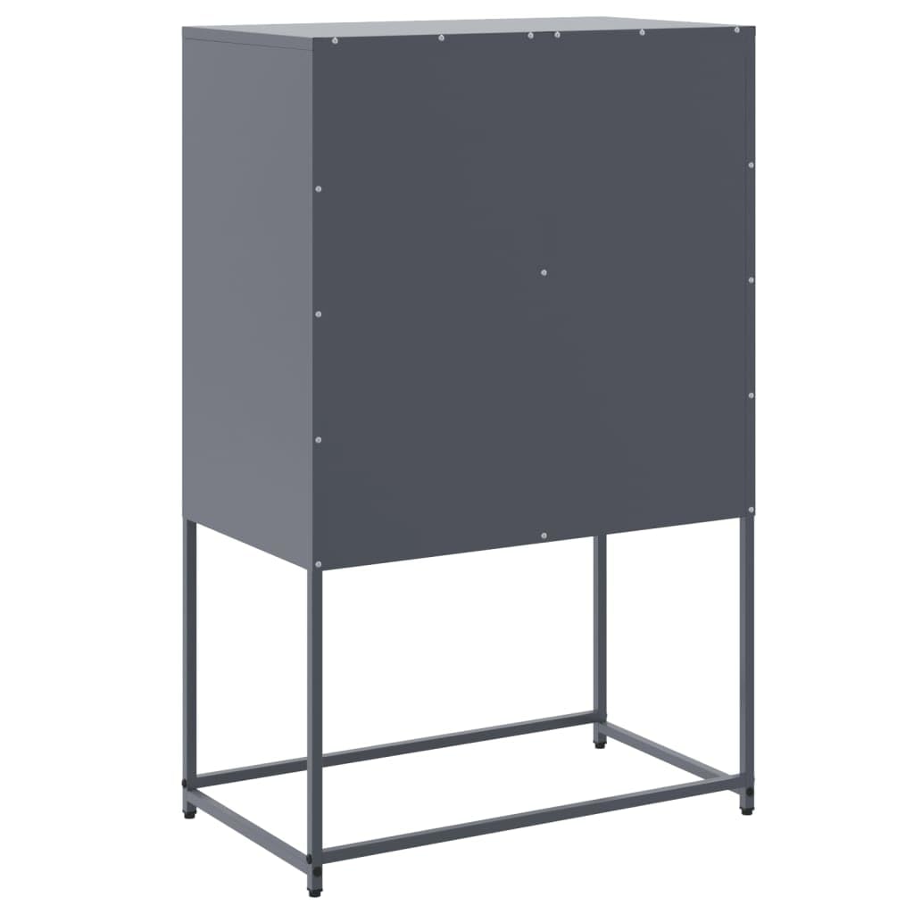 Aparador industrial 68,5 x 38,5 x 107 cm antracita de acero con 4 compartimentos, diseño moderno, robusto y duradero, para salón o pasillo