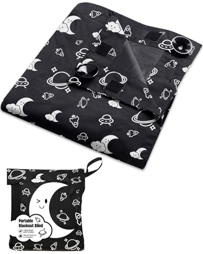 Tuare Portable Blackout Blind with Suction Cups, 130 x 200 Adjustable Size Temporary Blackout Blinds for Windows, Bedroom, Living Room, Nursery and Travel