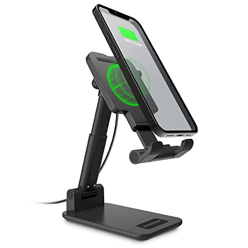 Fast Wireless Charger - HyperGear Cell Phone Charging Stand w/LED Power Indicator [Charges On Contact] Portable & Universal Compatibility for iPhone 15/14/13/Pro Max/Pro, Galaxy S24/S23 & More [15415]