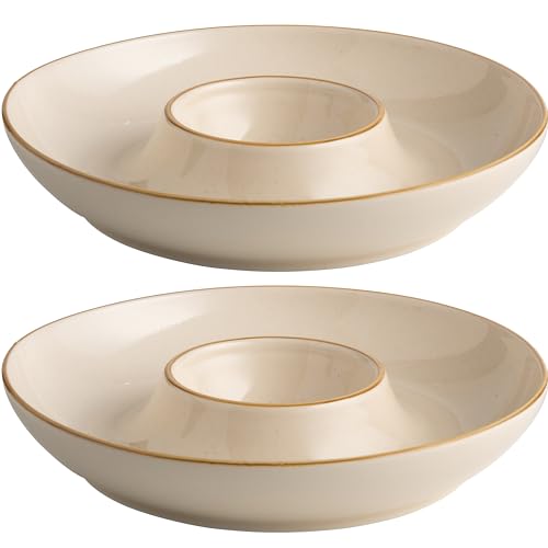 LEHAHA Porcelain Chip and Dip tray, Set of 2,12 inch