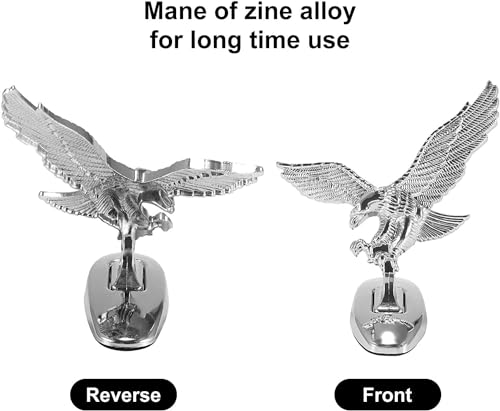 Image of 3D Chromed Eagle Wings Hood Ornament, Metal Car Decals Waterproof Self-Adhesive Hood Flying Eagle Stand Sticker Car Logo Sticker Decorative Car Stickers Bumper Stickers