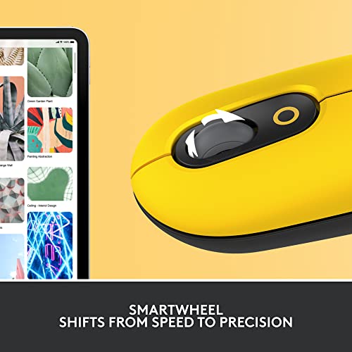 Logitech Pop Mouse, Wireless Mouse With Customizable Emojis, Silenttouch Technology, Precision/Speed Scroll, Compact Design, Bluetooth, Multi-Device, Os Compatible - Blast Yellow #TOP6