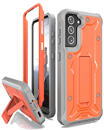 ArmadilloTek Vanguard Compatible with Samsung Galaxy S21 Plus Case, Military Grade Full-Body Rugged with Built-in Kickstand [Screenless Version] (Orange)