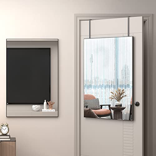 LVSOMT 61 x 91 cm schwarzer Spiegel Wandspiegel für Badezimmer, über der Tür hängender Spiegel, Metallrahmen Kosmetikspiegel, rechteckiger Spiegel horizontal/vertikal Cover