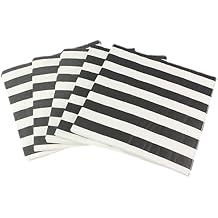 Black Striped Paper Party Napkins 100 Count for Birthday, Wedding, Baby Shower, Bridal Shower, Geadutaion, Retirement, 6.5x6.5inch