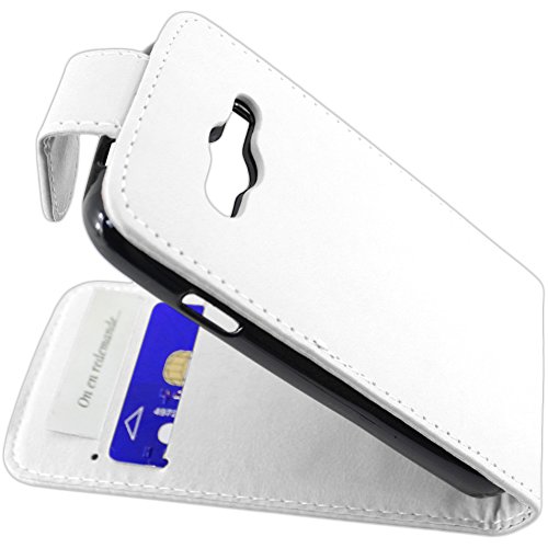 ebestStar - Coque Compatible avec Samsung Galaxy Trend 2 Lite SM-G318H, Galaxy V Plus Etui Housse PU Cuir Rabat Flip, Blanc [Appareil: 121.4 x 62.9 x 10.7mm,...