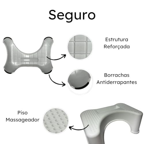 Banquinho Vaso Sanitário de Cócoras Com Suporte de Celular e Antiderrapante Ergonômico