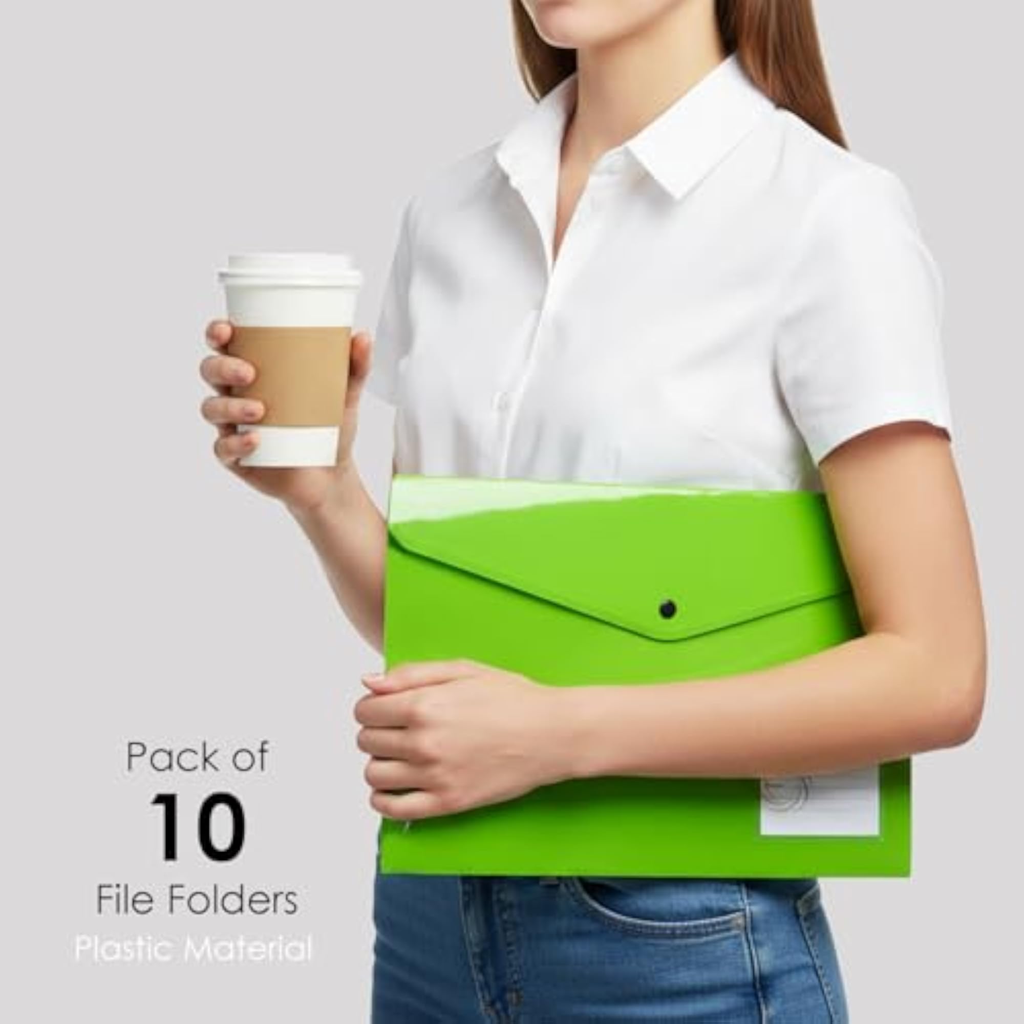 A4 Plastic File Folder Document Organizer with Snap Button