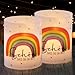 Produktbild BETESSIN 12x Windlichter Tischdeko Geburtstag - Schön dass du da bist - Lichthülle im Regenbogen Design - Windlicht Tischdekoration für Kindergeburtstag, Taufe, Babyparty, Einschulung Mädchen uvm.