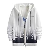 [foveitaa] パーカー メンズ ジップ パーカー グラデーション 長袖 トレーナー スウェット プルオーバー 春秋冬服 ゆったり フード付き おしゃれ シンプル レイヤード トップス White-M