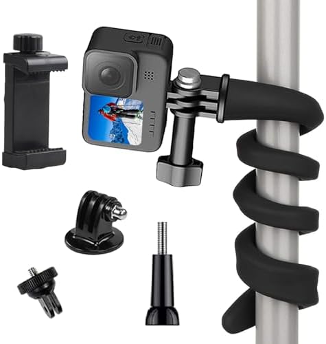 TEKCAM Gooseneck Flexible Camera Mount Phone Holder Compatible with GoPro Hero 12/11/10/9/8/7/Akaso EK7000/Insta360 X3/X2 More Action Camera,2.32-3.93” Smartphone, Black, 16.5Inch